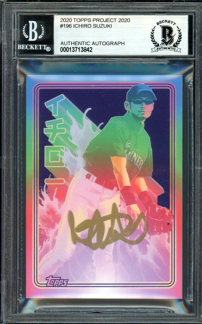 Ichiro Suzuki Autographed Topps Project 2020 Matt Taylor Card #196 Seattle Mariners Gold #1/10 Beckett BAS #13713842