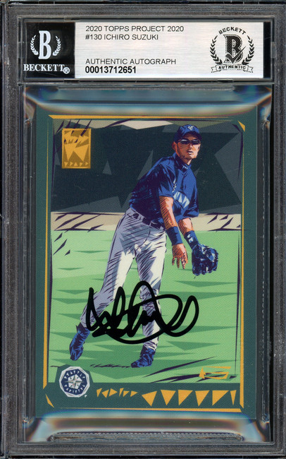 Ichiro Suzuki Autographed Topps Project 2020 Naturel Card #130 Seattle Mariners Auto Grade Gem Mint 10 Black #3/5 Beckett BAS #13712651