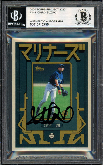 Ichiro Suzuki Autographed Topps Project 2020 Grotesk Card #149 Seattle Mariners Auto Grade Gem Mint 10 Black #10/10 Beckett BAS #13712759