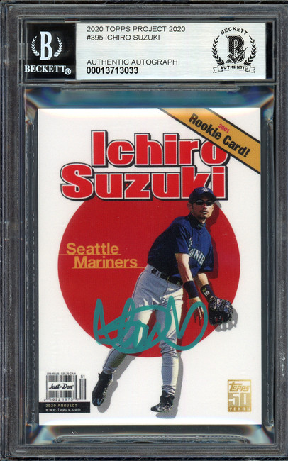 Ichiro Suzuki Autographed Topps Project 2020 Don C Card #395 Seattle Mariners Auto Grade Gem Mint 10 Teal #/10 Beckett BAS Stock #201059