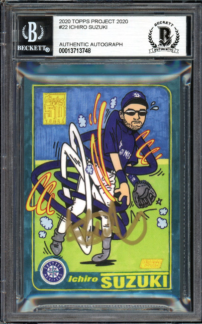 Ichiro Suzuki Autographed Topps Project 2020 Ermsy Card #22 Seattle Mariners Gold #1/3 Beckett BAS #13713748