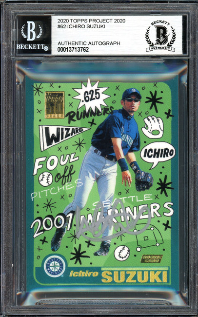 Ichiro Suzuki Autographed Topps Project 2020 Sophia Chang Card #62 Seattle Mariners Silver #2/2 Beckett BAS #13713762