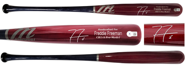 Freddie Freeman Autographed Brown & Blue Marucci Game Model Bat Atlanta Braves Beckett BAS QR Stock #201179