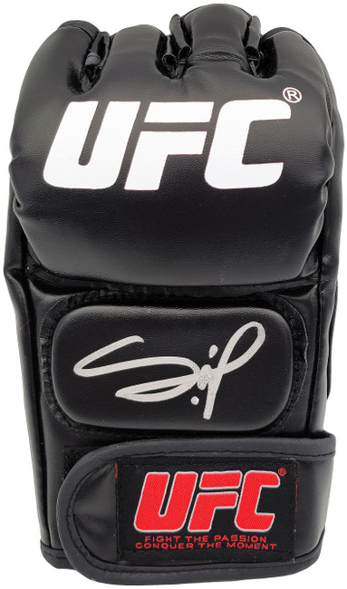 Francis Ngannou Autographed Black UFC Official Fight Glove Left Hand In Silver Beckett BAS QR Stock #201968