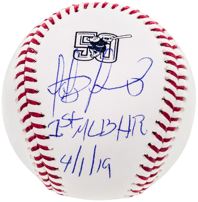 Fernando Tatis Jr. Autographed Official MLB 50th Anniversary Logo Baseball San Diego Padres "1st MLB HR 4/1/19" JSA #SD53982