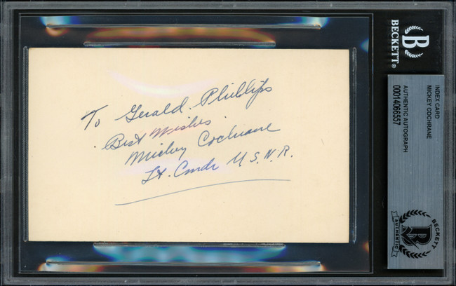 Mickey Cochrane Autographed 3x5 Index Card Detroit Tigers "To Gerald" Beckett BAS #14066557