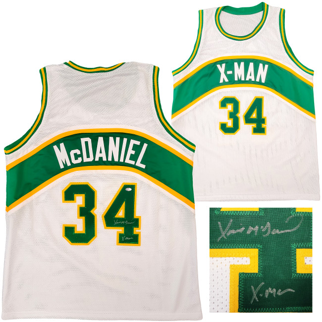 Seattle Supersonics Xavier McDaniel Autographed White Jersey "X-Man" MCS Holo Stock #202419