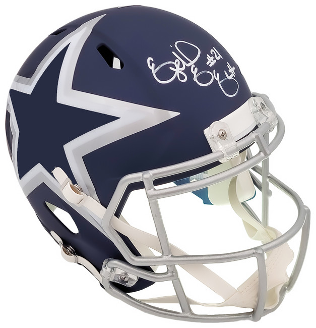 Ezekiel Elliott Autographed Dallas Cowboys AMP Blue Full Size Replica Speed Helmet Beckett BAS QR Stock #203006