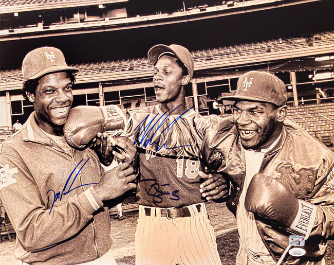 Mike Tyson, Dwight "Doc" Gooden and Darryl Strawberry Autographed 16x20 Photo New York JSA Stock #203573