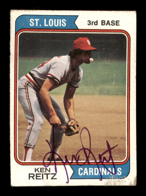 Ken Reitz Autographed 1974 Topps Card #372 St. Louis Cardinals SKU #204370