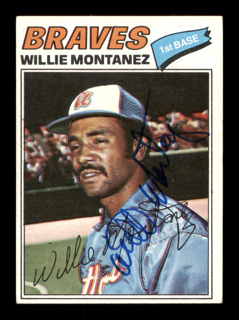 Willie Montanez Autographed 1977 Topps Card #410 Atlanta Braves SKU #205159