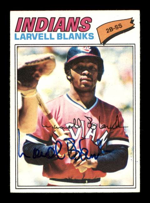 Larvell Blanks Autographed 1977 Topps Card #441 Cleveland Indians SKU #205178