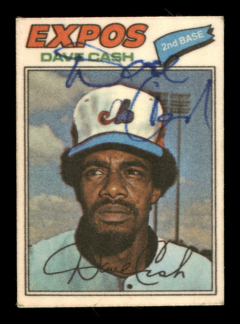 Dave Cash Autographed 1977 Topps Stickers Card #12 Montreal Expos SKU #204957