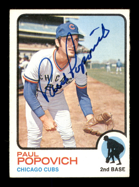 Paul Popovich Autographed 1973 Topps Card #309 Chicago Cubs SKU #204299
