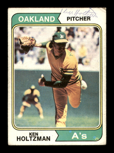 Ken Holtzman Autographed 1974 Topps Card #180 Oakland A's SKU #204345