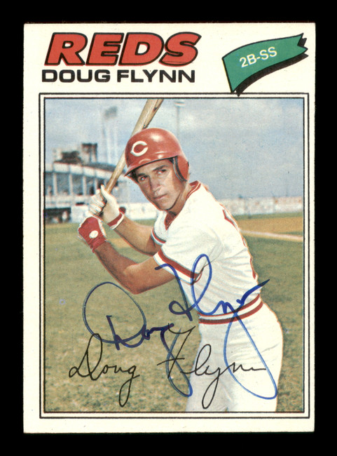 Doug Flynn Autographed 1977 Topps Card #186 Cincinnati Reds SKU #205058