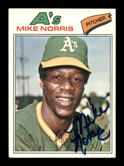 Mike Norris Autographed 1977 Topps Card #284 Oakland A's (Smudged) SKU #205124