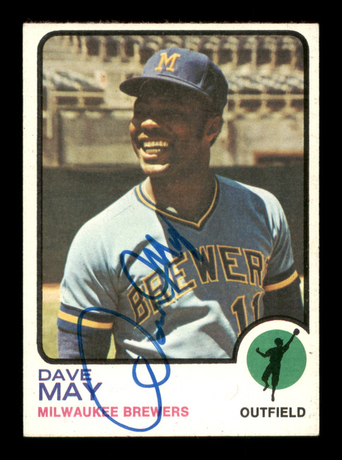 Dave May Autographed 1973 Topps Card #152 Milwaukee Brewers SKU #204280