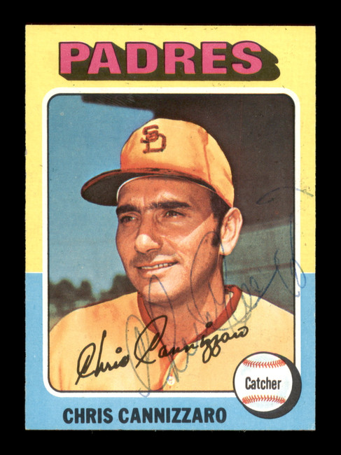 Chris Cannizzaro Autographed 1975 Topps Mini Card #355 San Diego Padres SKU #204463