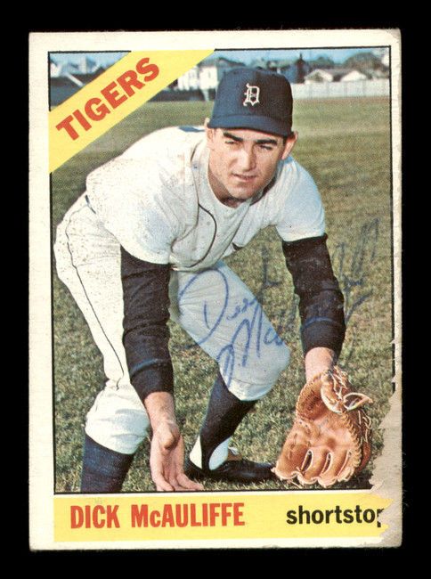 Dick McAuliffe Autographed 1966 Topps Card #495 Detroit Tigers (Damaged) SKU #203990