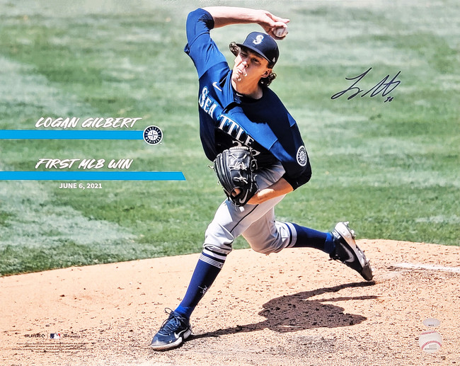 Logan Gilbert Autographed 16x20 Photo Seattle Mariners 1st MLB Win MCS Holo Stock #205611