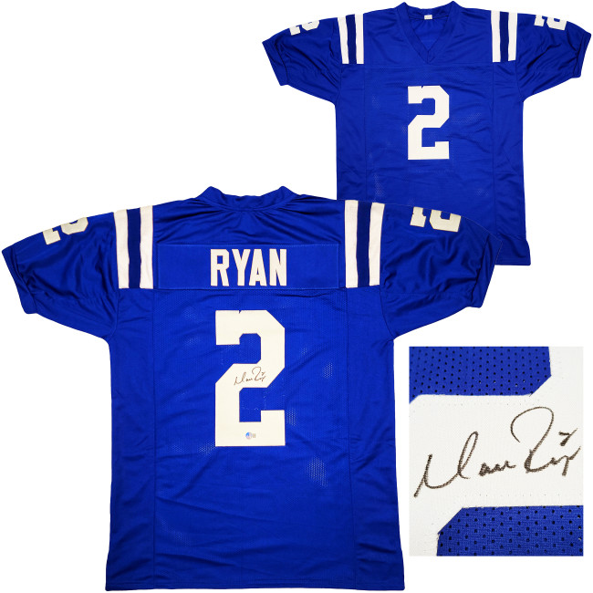 Indianapolis Colts Matt Ryan Autographed Blue Jersey Beckett BAS QR Stock #203906