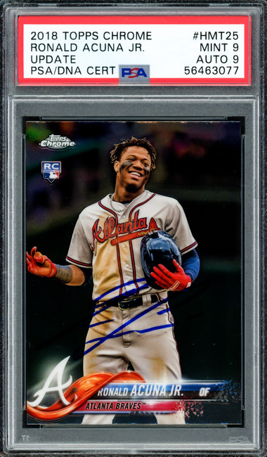 Ronald Acuna Jr. Autographed 2018 Topps Chrome Update Rookie Card #HMT25 Atlanta Braves PSA 9 Auto Grade Mint 9 PSA/DNA #56463077