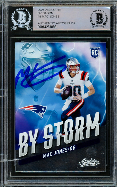 Mac Jones Autographed 2021 Panini Absolute By Storm Rookie Card #BST-9 New England Patriots Signed High Beckett BAS #14231898