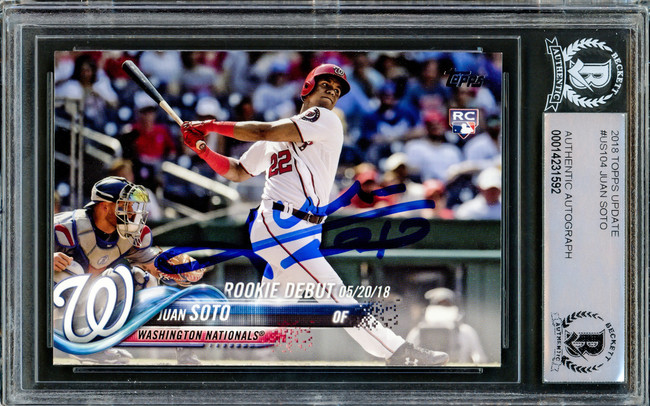 Juan Soto Autographed 2018 Topps Update Rookie Card #US104 New York Yankees Beckett BAS Stock #206608