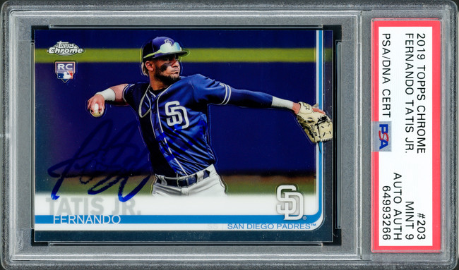 Fernando Tatis Jr. Autographed 2019 Topps Chrome Rookie Card #203 San Diego Padres PSA 9 (Bubbling) PSA/DNA #64993266