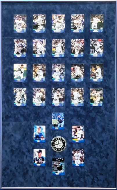 2007 Seattle Mariners Team Autographed 23x36 Framed Card Collage With 26 Signatures Including Ichiro Suzuki & Felix Hernandez SKU #207208
