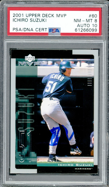 Ichiro Suzuki Autographed 2001 Upper Deck MVP Rookie Card #60 Seattle Mariners PSA 8 Auto Grade Gem Mint 10 PSA/DNA #61266099