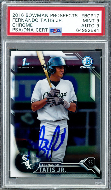 Fernando Tatis Jr. Autographed 2016 Bowman Chrome Rookie Card #BCP17 San Diego Padres PSA 9 Auto Grade Mint 9 PSA/DNA #64992591