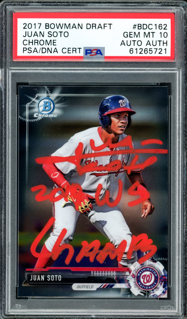 スポーツ選手 MLB 2017 JUAN SOTO CHROME ref Juan Soto Autographed 2017 Bowman Draft Chrome Rookie Card #BDC162