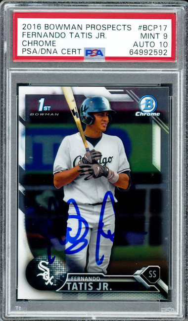 Fernando Tatis Jr. Autographed 2016 Bowman Chrome Rookie Card #BCP17 San Diego Padres PSA 9 Auto Grade Gem Mint 10 PSA/DNA #64992592