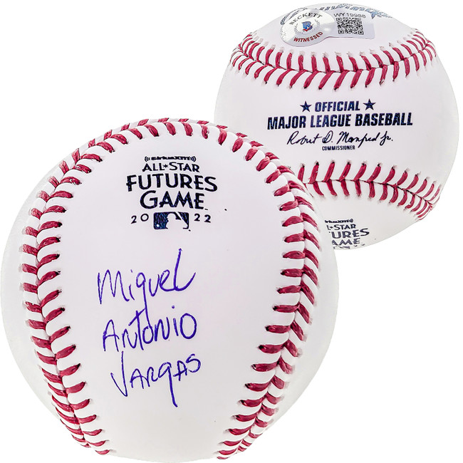 Miguel Vargas Autographed Official 2022 All Star Futures MLB Game Baseball Los Angeles Dodgers Full Name Beckett BAS Witness Stock #207565