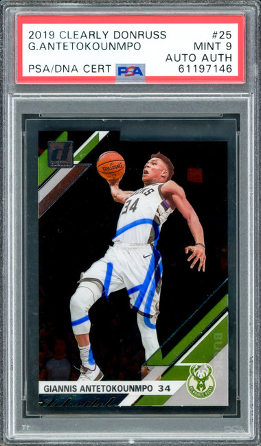 Giannis Antetokounmpo Autographed 2019 Clearly Donruss Card #25 Milwaukee Bucks PSA 9 PSA/DNA #61197146