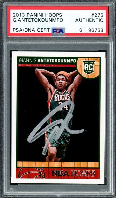 Giannis Antetokounmpo Autographed 2013 Panini Hoops Rookie Card #275 Milwaukee Bucks PSA/DNA #61196758