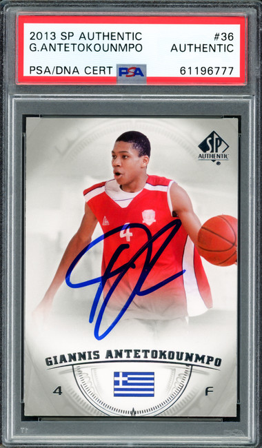 Giannis Antetokounmpo Autographed 2013 SP Authentic Rookie Card #36 Milwaukee Bucks PSA/DNA #61196777