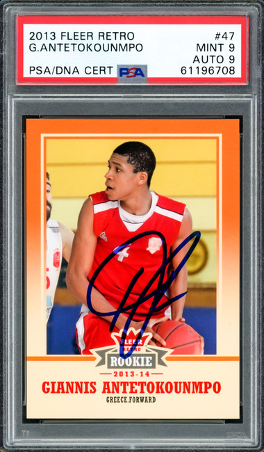 Giannis Antetokounmpo Autographed 2013 Fleer Retro Rookie Card #47 Milwaukee Bucks PSA 9 Auto Grade Mint 9 PSA/DNA #61196708