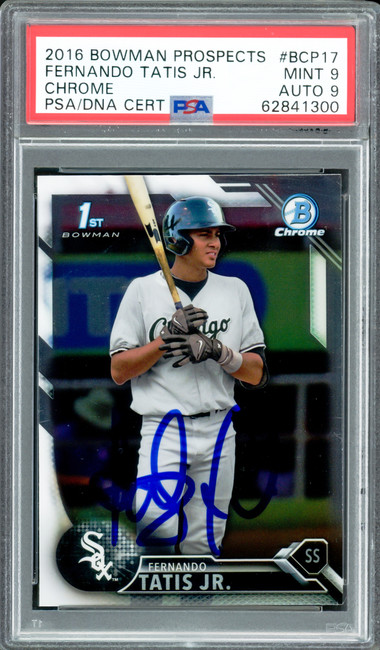 Fernando Tatis Jr. Autographed 2016 Bowman Chrome Prospects Rookie Card #BCP17 San Diego Padres PSA 9 Auto Grade Mint 9 PSA/DNA #62841300