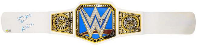 Alexa Bliss Autographed Blue & Gold WWE Belt "Little Miss Bliss" Beckett BAS Witness Stock #208693