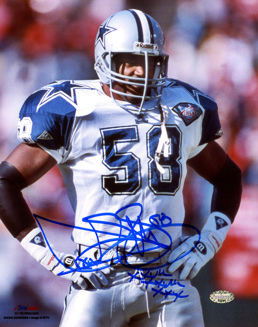 Dixon Edwards Autographed 8X10 Photo Dallas Cowboys "XXVII XXVIII XXX" MCS Holo Stock #208949