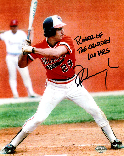 Pete Incaviglia Autographed 8X10 Photo Oklahoma State Cowboys "Player of the Century 100 HRs" GTSM Stock #208909