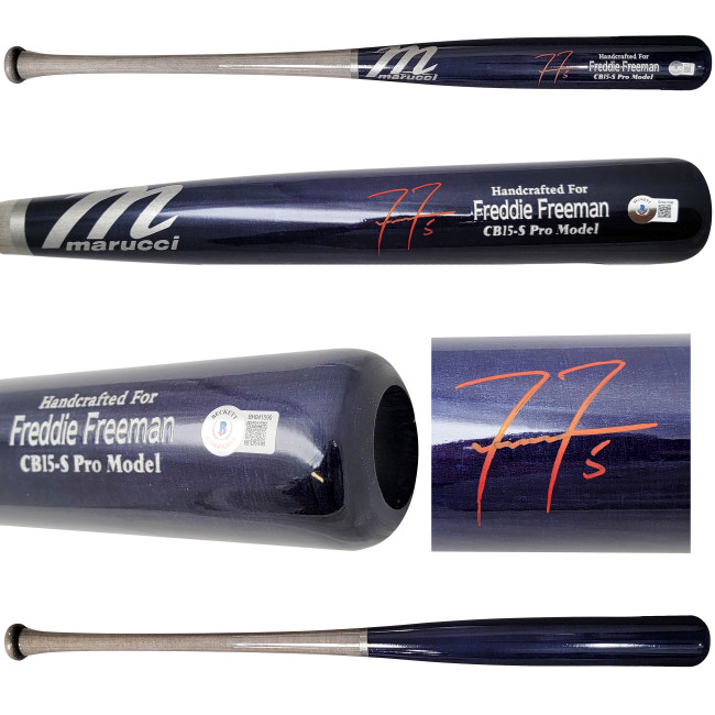 Freddie Freeman Autographed Blue & Grey Marucci Game Model Bat Los Angeles Dodgers Beckett BAS QR Stock #209152