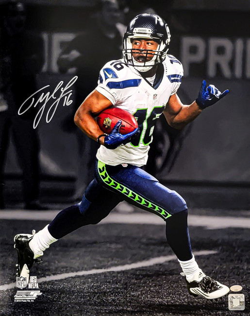 Tyler Lockett Autographed 16x20 Photo Seattle Seahawks Spotlight MCS Holo Stock #209200