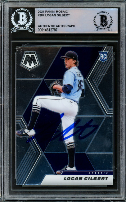 Logan Gilbert Autographed 2021 Panini Mosaic Rookie Card #287 Seattle Mariners Beckett BAS #14612787