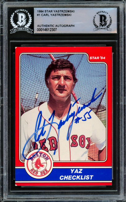 Carl Yastrzemski Autographed 1984 Star Card #1 Boston Red Sox Beckett BAS #14612307