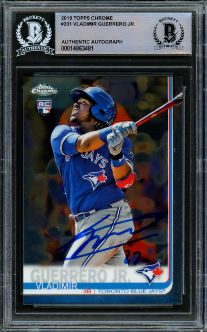 Vladimir Guerrero Jr. Autographed 2019 Topps Chrome Rookie Card #201 Toronto Blue Jays Beckett BAS #14863481