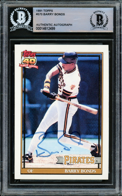 Barry Bonds Autographed 1991 Topps Card #570 Pittsburgh Pirates Beckett BAS #14612499